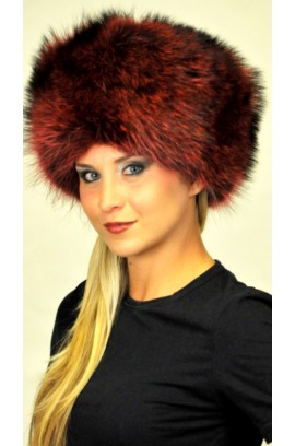 Red-cherry raccoon fur hat